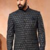 Charismatic Navy Blue Designer Men’s Wear Jodhpuri Jacket for Engagement and Reception