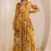 Glorious Yellow Organza Floral Printed Designer Suit for Haldi and Mehendi