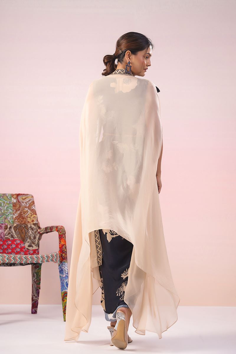 Dashing Navy Blue Designer Indo-Western Suit with Jacket for Party and Festivals