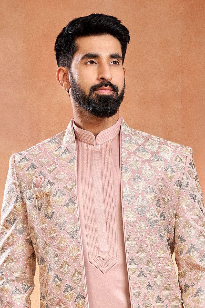 Fancy Designer Menswear 3 Piece Open Jodhpuri Set for Wedding and Engagement