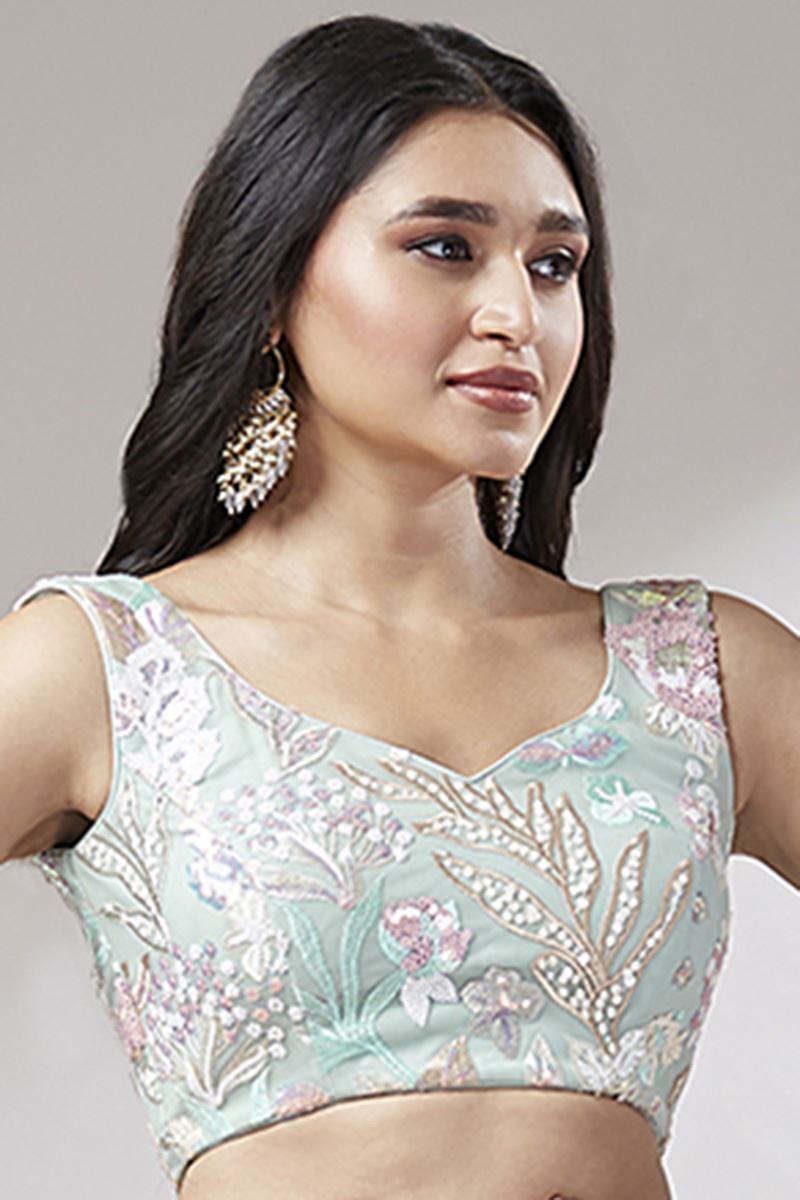 Lovely Pista Green Colored Designer Lehenga Choli