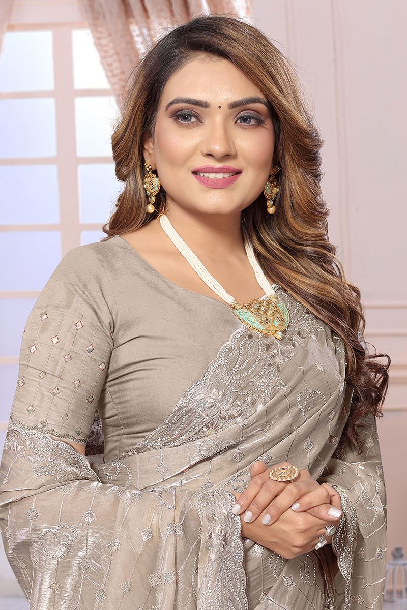 Royal Organza Tissue Designer Saree for Engagement and Reception