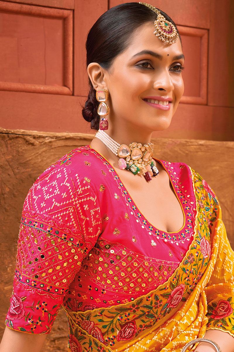 Astounding Silk Designer Saree for Wedding and Haldi