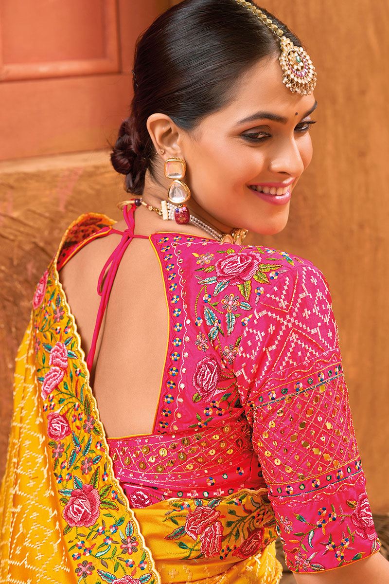 Astounding Silk Designer Saree for Wedding and Haldi