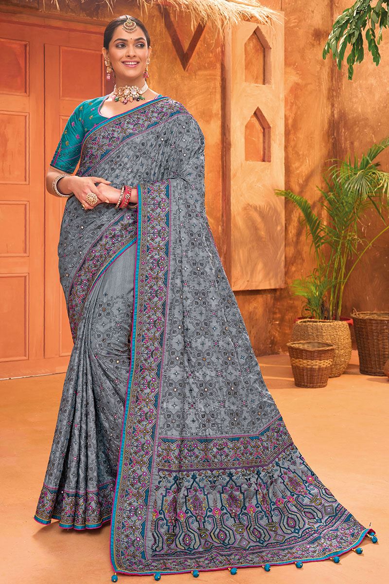 Gorgeous Kachhi Silk Designer Saree for Engagement and Reception