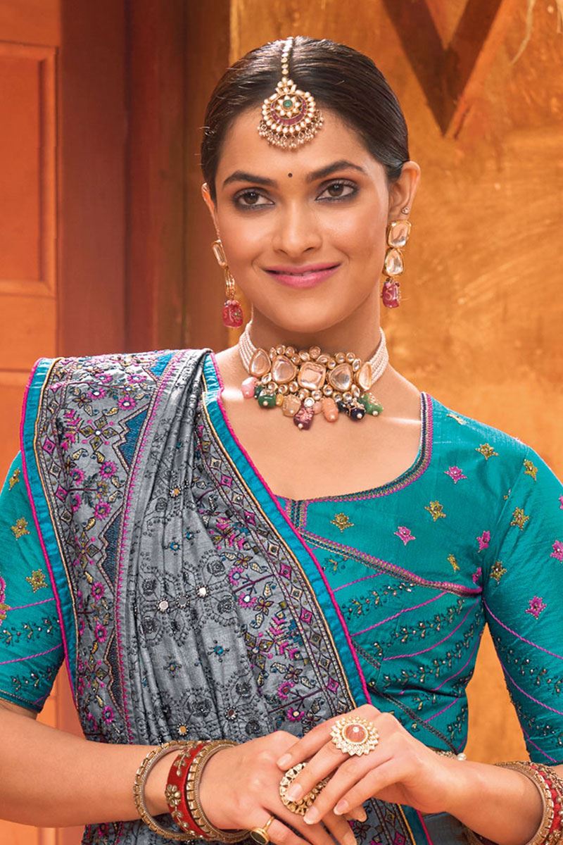 Gorgeous Kachhi Silk Designer Saree for Engagement and Reception