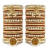 Outstanding Maroon Designer Mirror Style Bangle Set with Jhumki for Brides