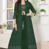 Creative Dark Green Designer Indo-Western Lehenga Choli for Mehendi and Festive Wear