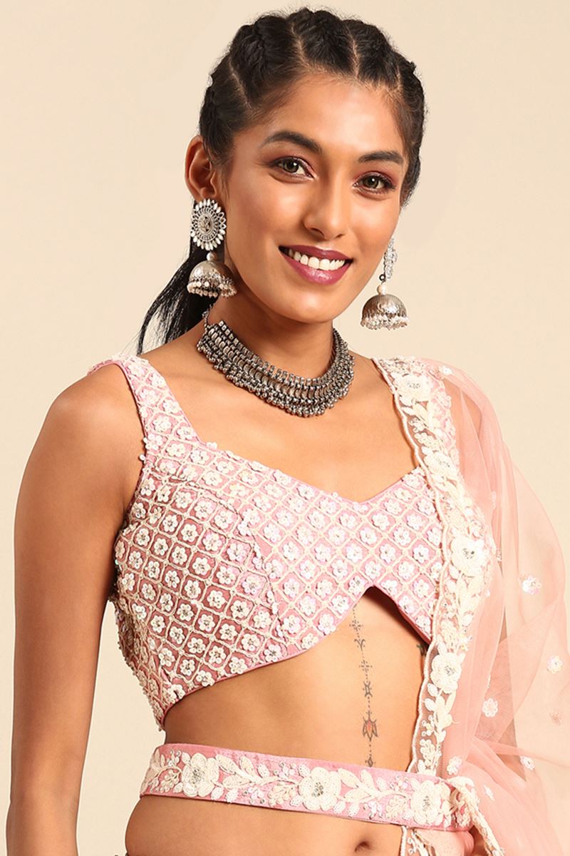 Stunning Rose Gold Designer Lehenga Choli for Engagement and Sangeet