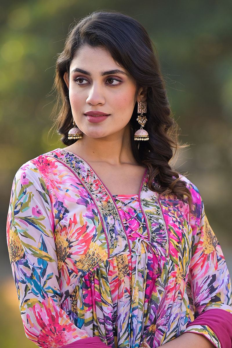 Astounding Pink Designer A-Line Suit for Party and Festival