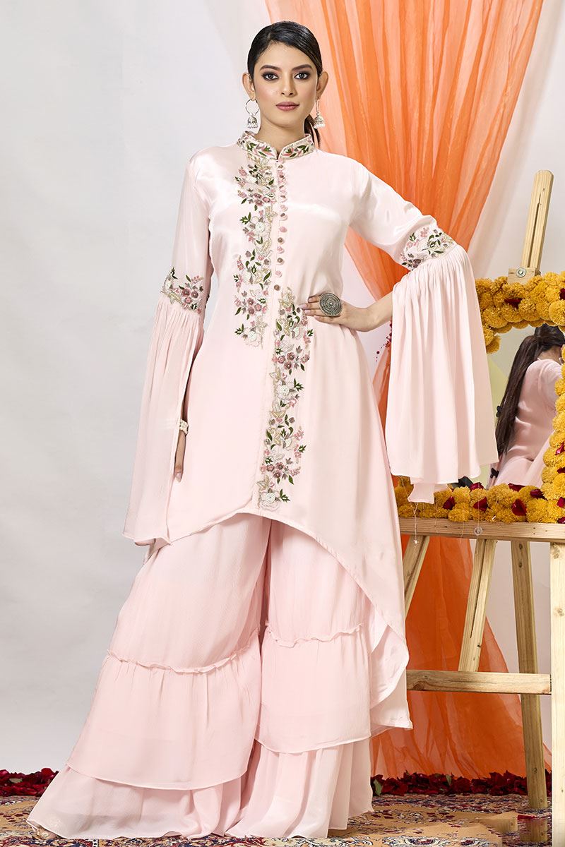 Aesthetic Pink Designer Sharara Suit for Party and Festive wear