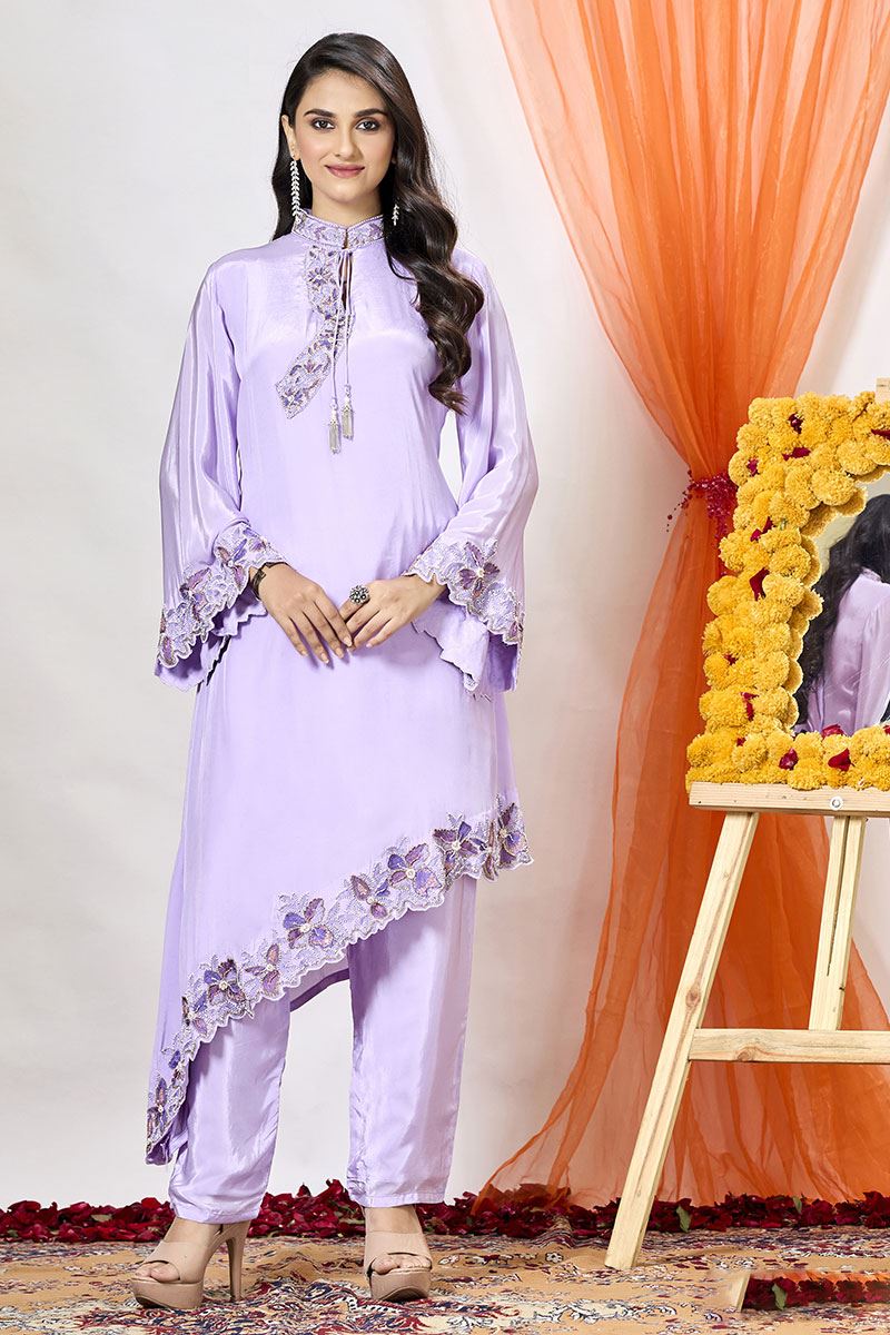 Beautiful Lavender Designer Suit for Party and Festive wear