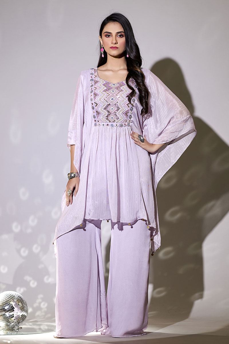 Artistic Lavender Designer Palazzo Suit for Party and Festive wear