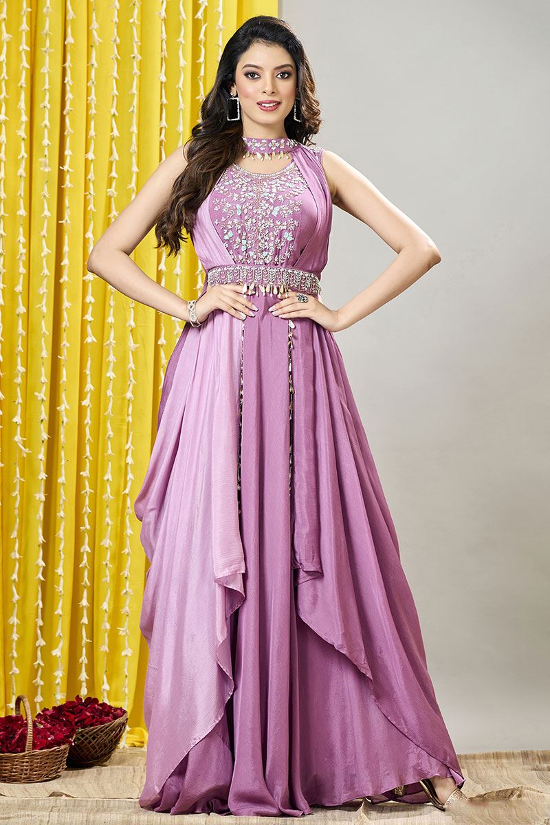 Exuberant Lavender Designer Gown for Party and Sangeet