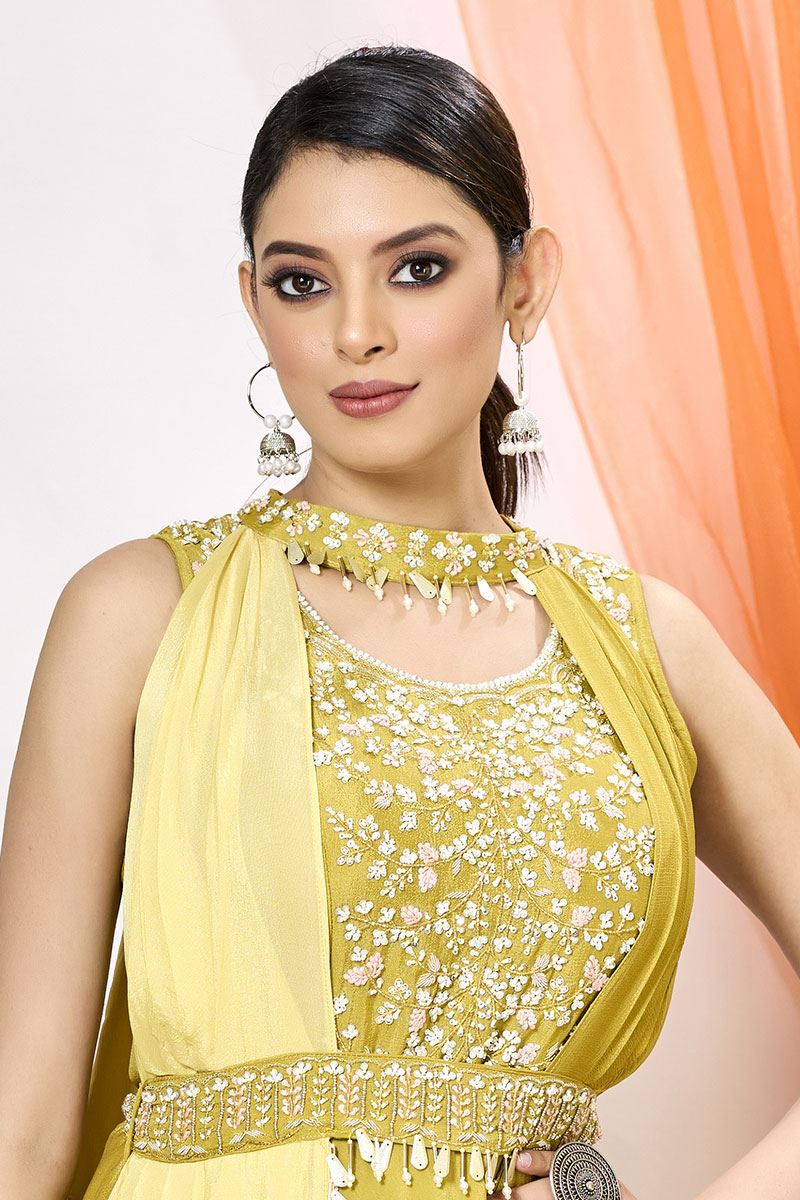 Exquisite Yellow Designer Dress for Party and Haldi