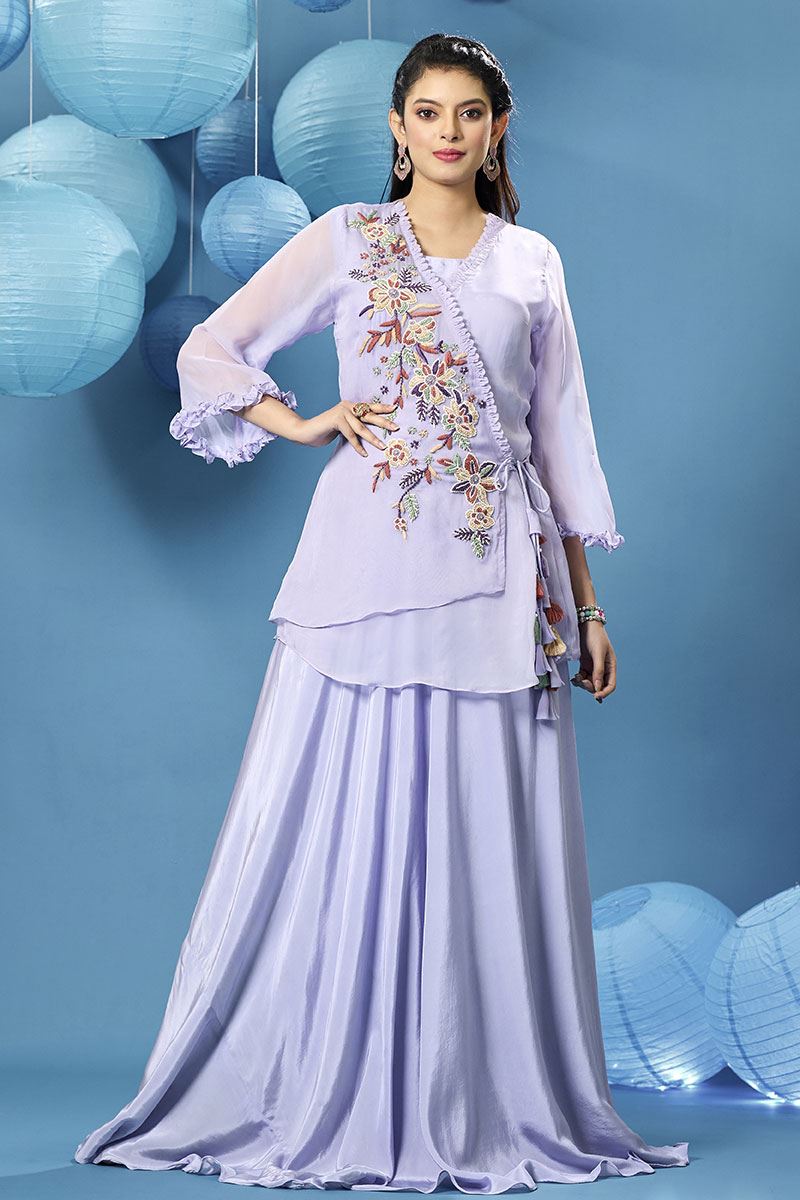 Surreal Lavender Designer Palazzo Suit for Party and Festive Wear