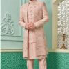 Captivating Light Onion Designer Indo-Western Sherwani for Sangeet and Engagement