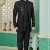 Vibrant Black Designer Indo-Western Sherwani for Sangeet and Reception