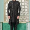 Exquisite Black Designer Indo-Western Sherwani for Sangeet and Engagement