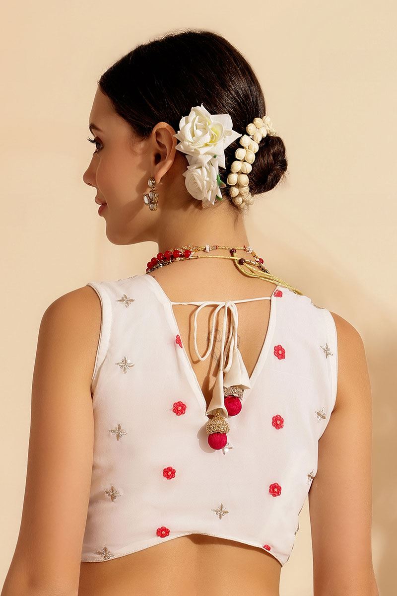 Creative White Premium Georgette Designer Indo-Western Lehenga Choli for Party