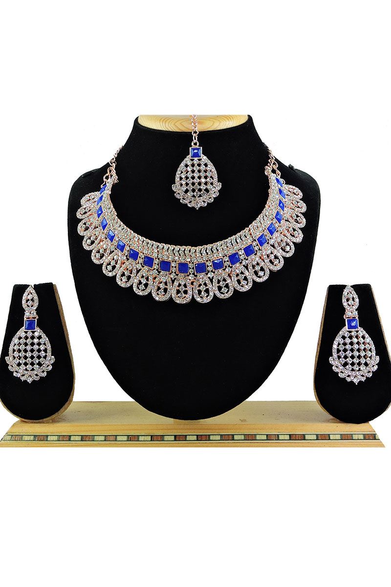 MarvelousBlue Designer Necklace Set for Party and Sangeet