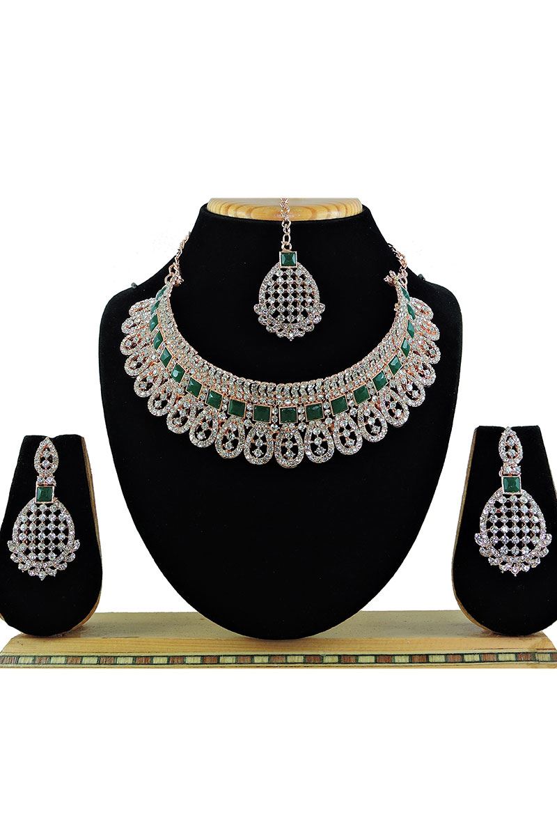 Charming Green Designer Necklace Set for Party, Mehendi and Wedding