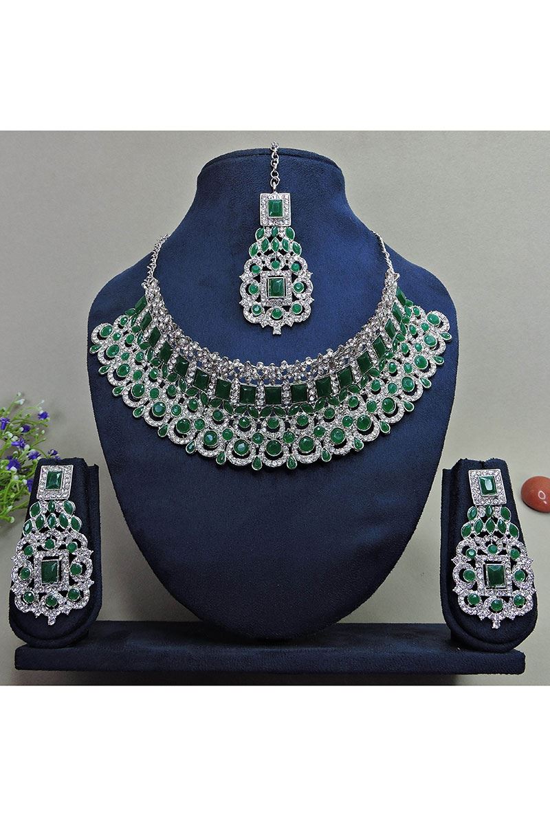 Marvelous Green Designer Necklace Set for Wedding  and Mehendi