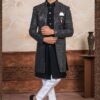 Dashing Black Designer Indo-Western Sherwani for Reception and Party