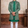 Charismatic Green Designer Indo-Western Sherwani Set for Engagement and Wedding