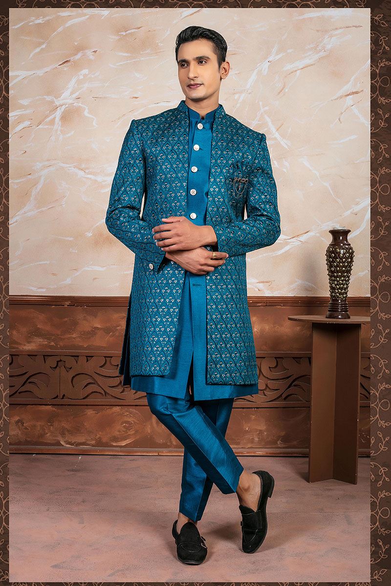 Captivating Designer Indo-Western Sherwani Set for Engagement and Sangeet