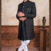 Exuberant Black Designer Indo-Western Sherwani Set for Reception and Party
