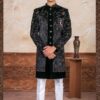 Fashionable Black Designer Indo-Western SherwaniSet for Sangeet