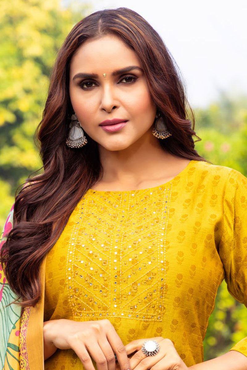 Irresistible Art Silk Designer Salwar Suit for Festival and Haldi