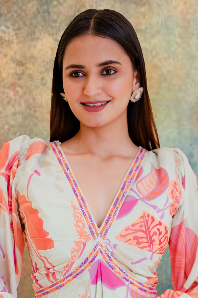 Heavenly Printed Designer Indo-Western Long Gown for Party and Sangeet