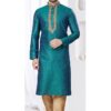 Captivating Rama Green Designer Kurta and Churidar Set for Wedding and Festivals