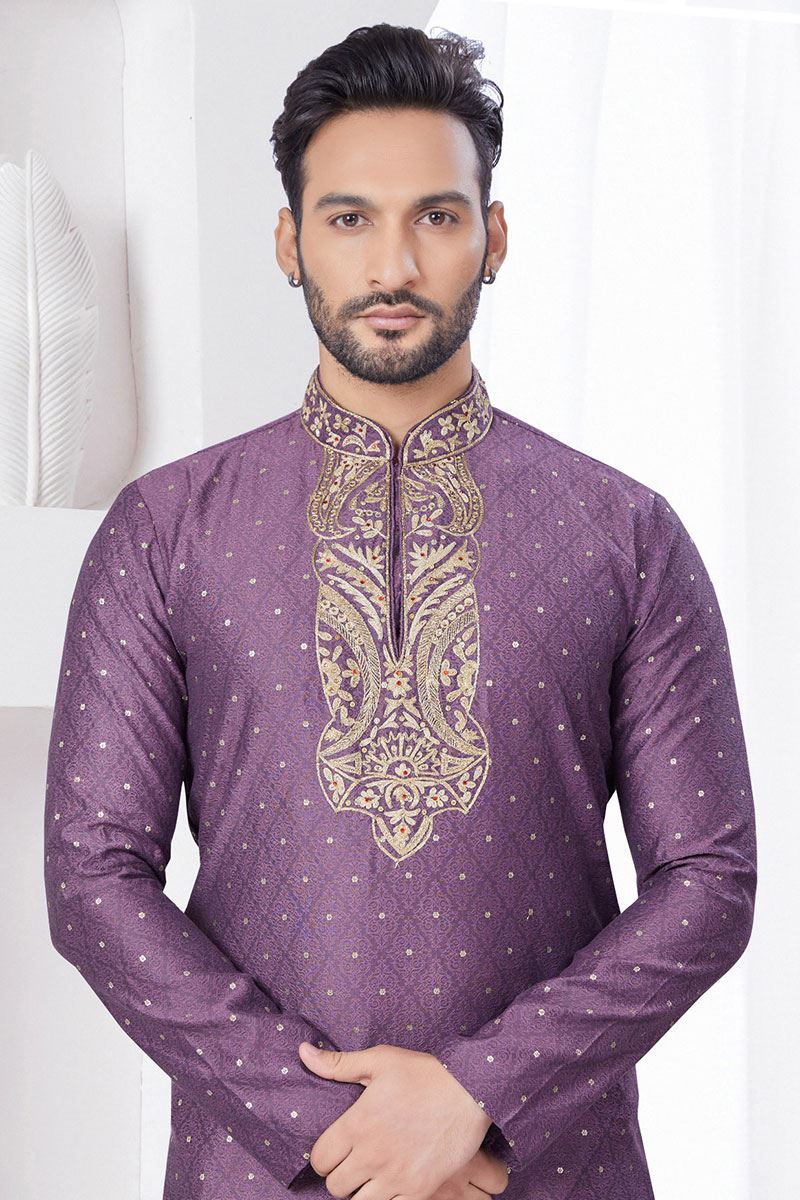 Attractive Wine Designer Kurta and Churidar Set for Engagement, Reception, Wedding