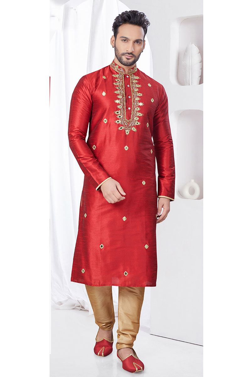 Charismatic Maroon Designer Kurta and Churidar Set for Festivals and Wedding