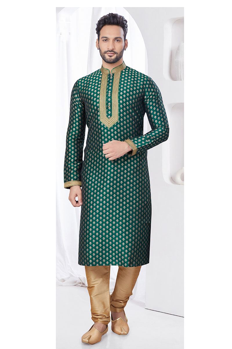 Spectacular Green Designer Kurta and Churidar Set for Festivals, Wedding