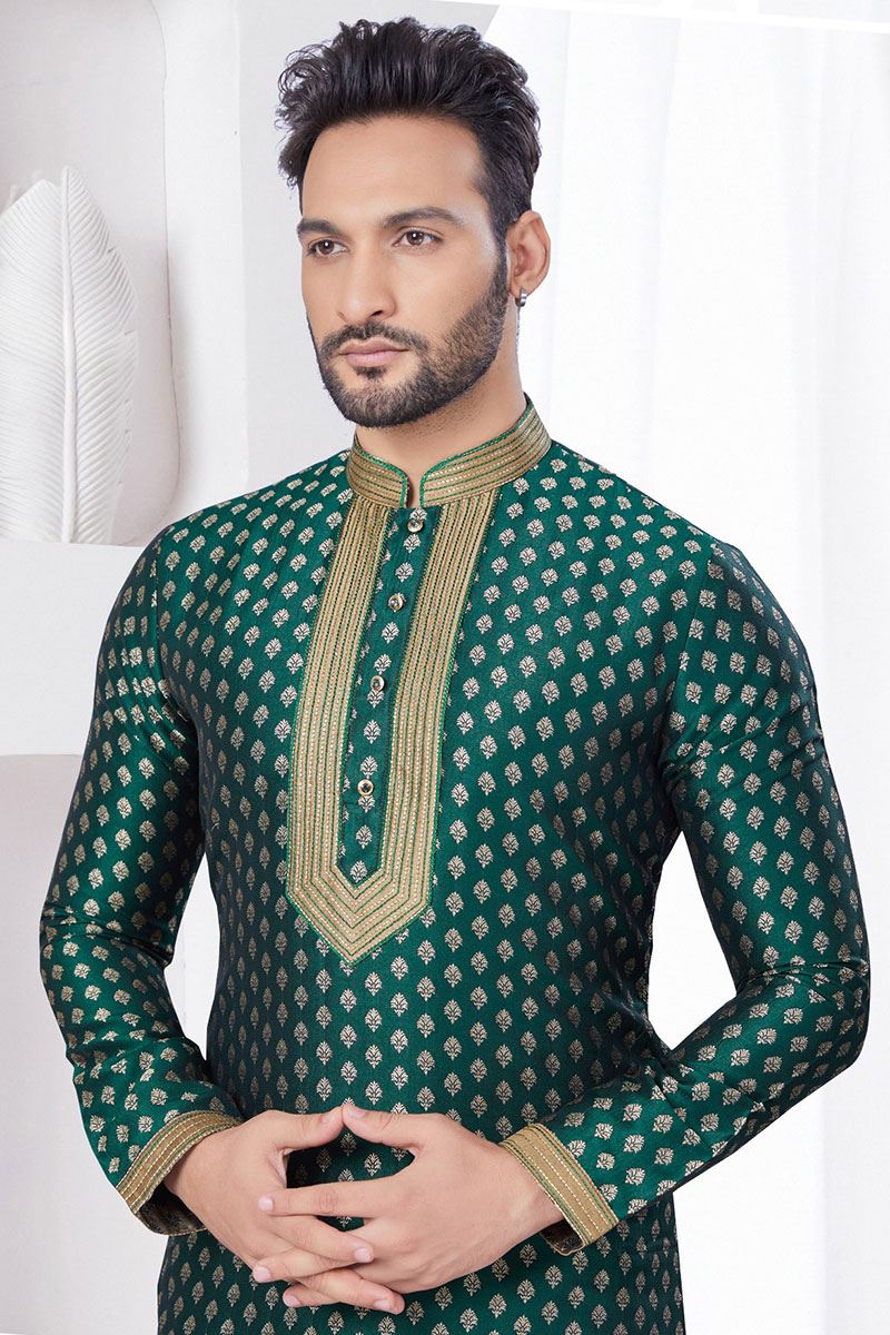 Spectacular Green Designer Kurta and Churidar Set for Festivals, Wedding