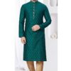 Vibrant Green Designer Kurta and Churidar Set for Festivals, Weddings
