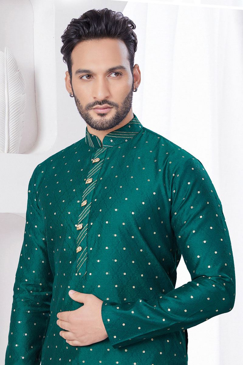 Vibrant Green Designer Kurta and Churidar Set for Festivals, Weddings
