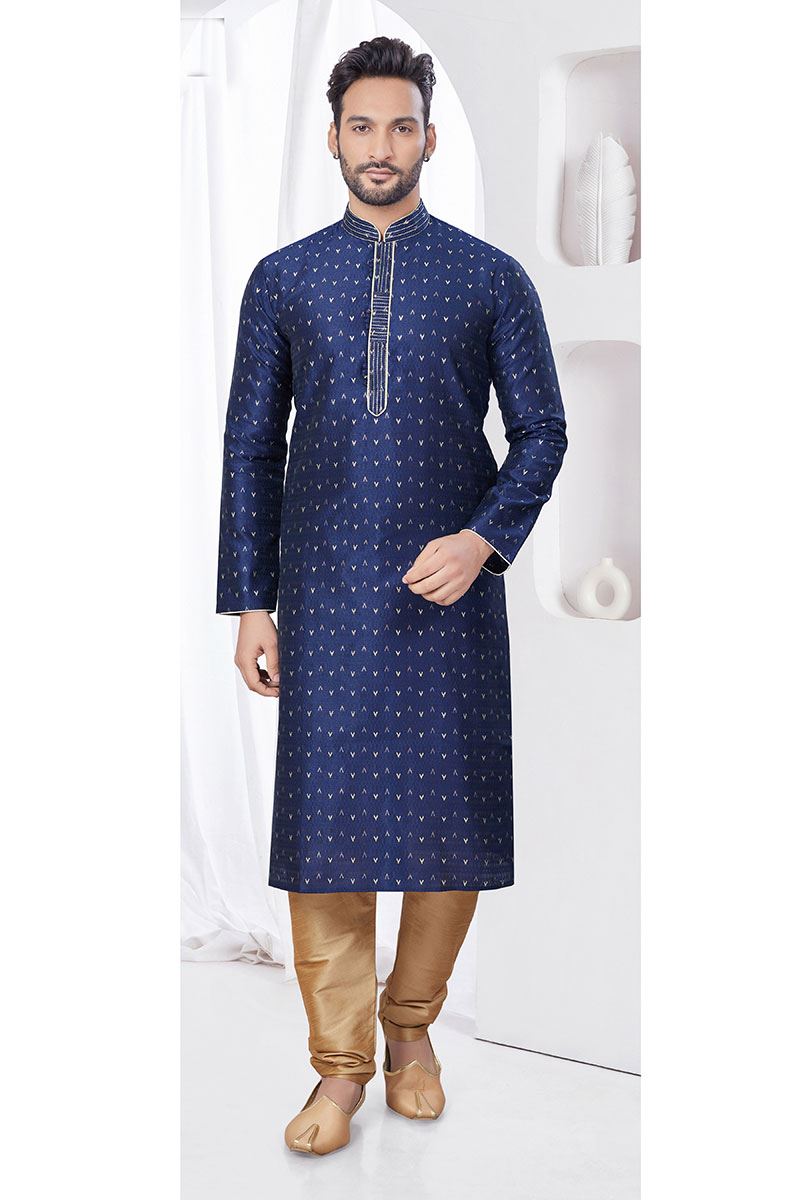 Amazing Navy Blue Designer Kurta and Churidar Set for Festivals, Weddings