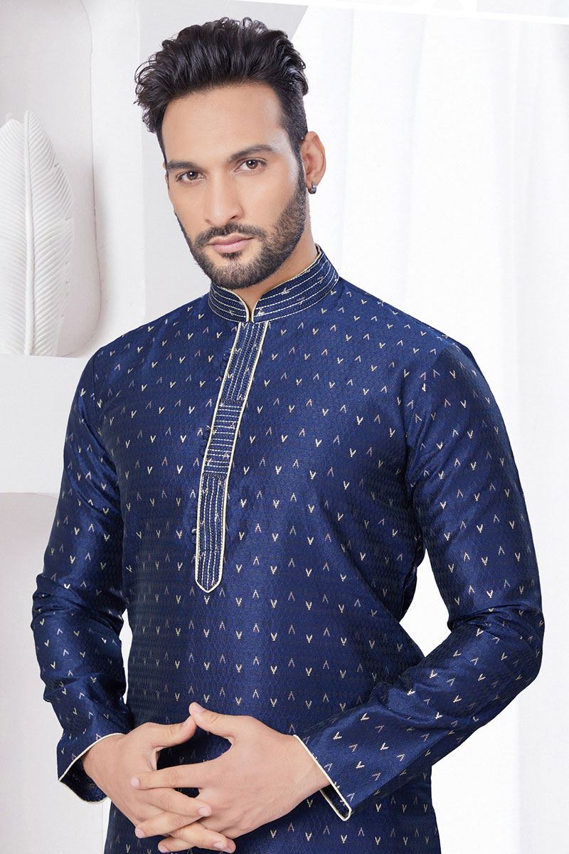 Amazing Navy Blue Designer Kurta and Churidar Set for Festivals, Weddings