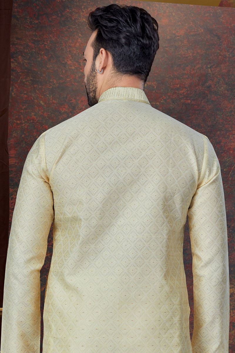 Magnificent Gold Designer Kurta and Churidar Set for Wedding and Engagement