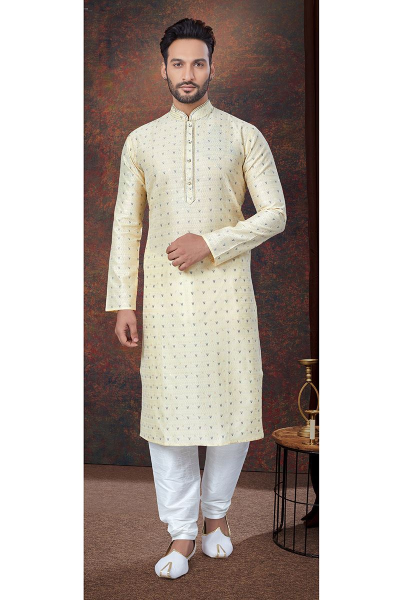 Fancy Gold Designer Kurta and Churidar Set for Wedding and Festivals