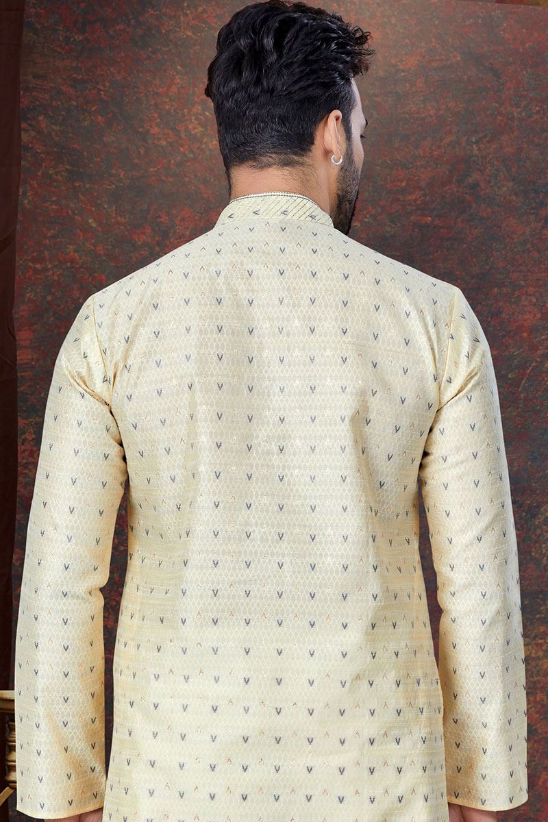 Fancy Gold Designer Kurta and Churidar Set for Wedding and Festivals