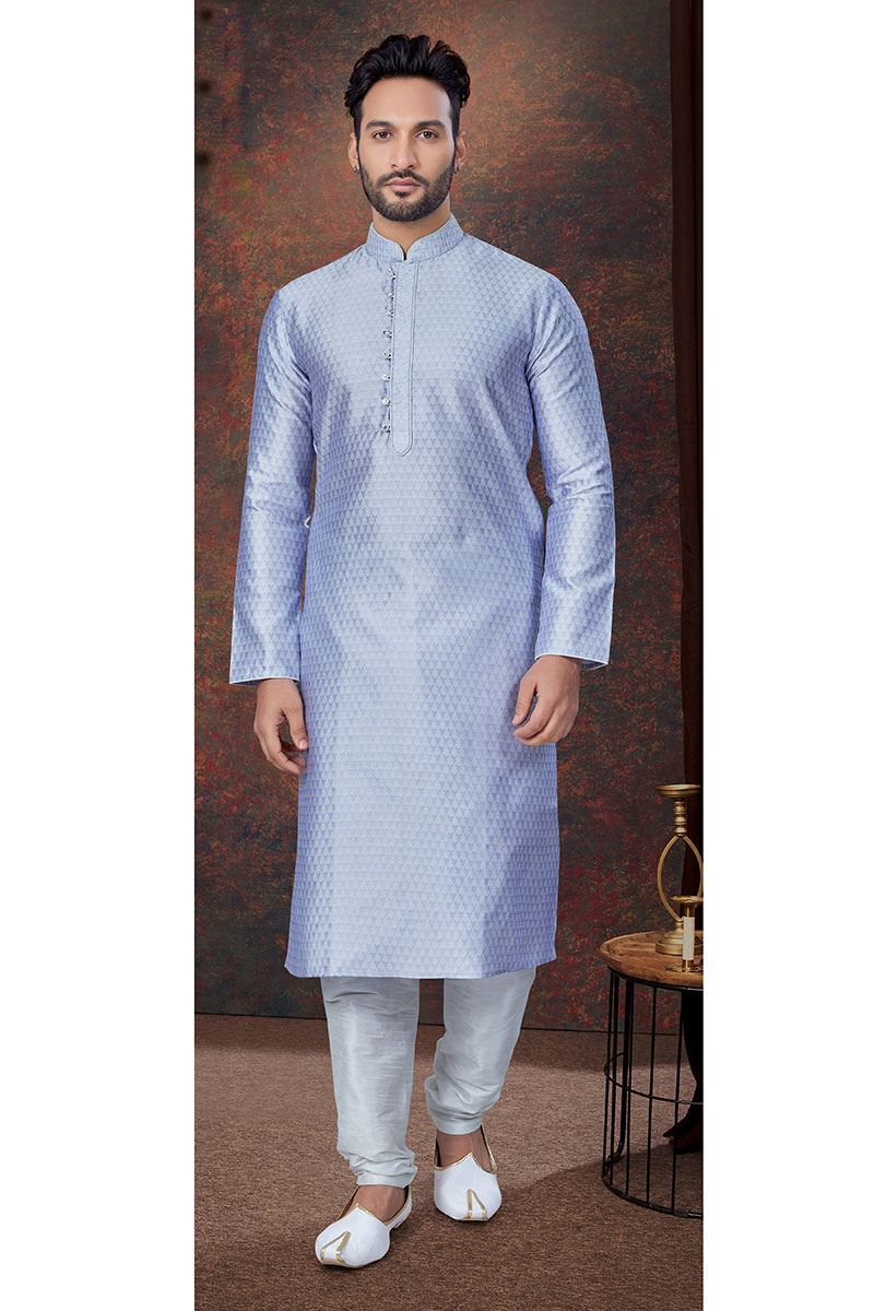 Dashing Light Bluish Designer Kurta and Churidar Set for Party and Festivals