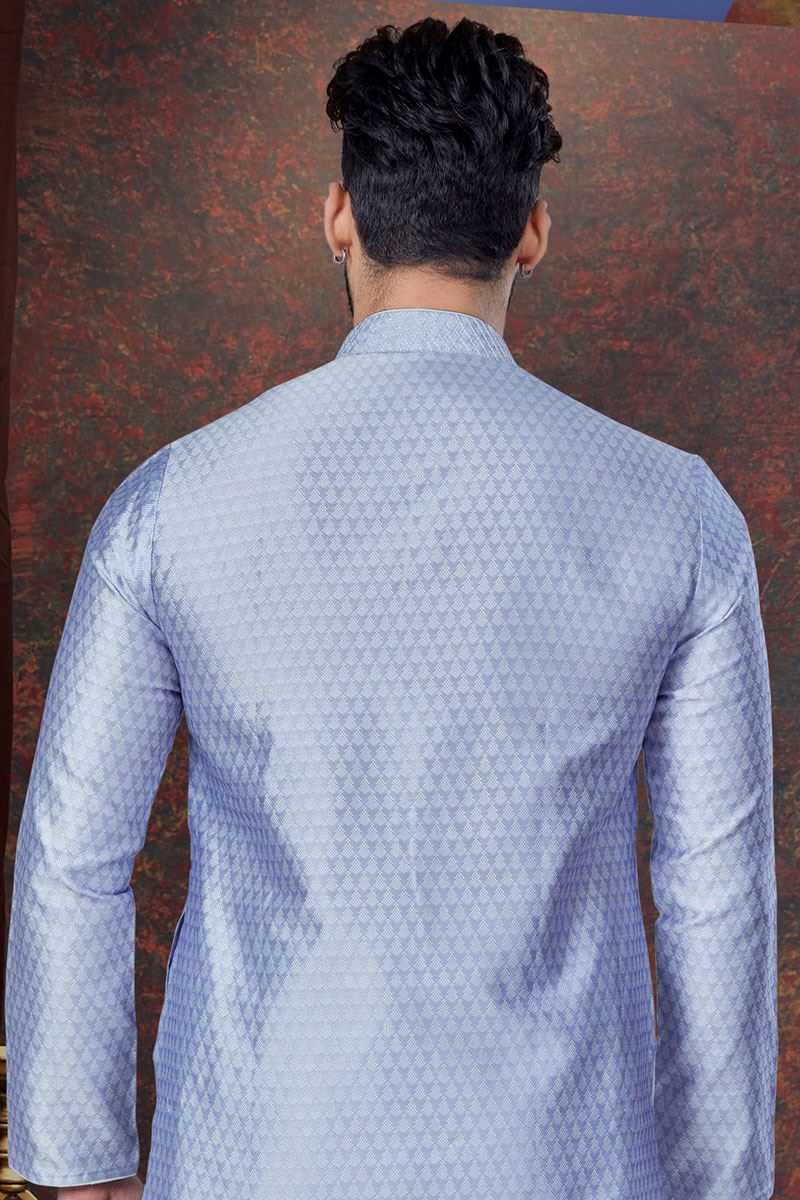 Dashing Light Bluish Designer Kurta and Churidar Set for Party and Festivals