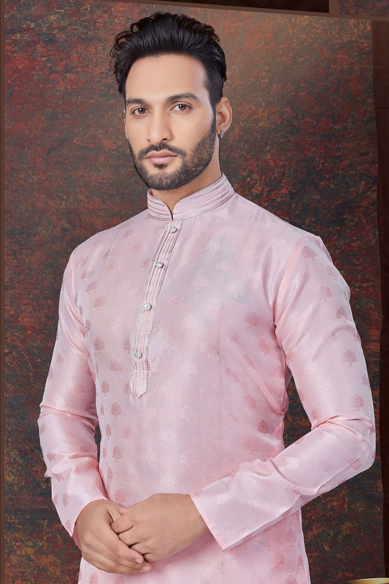 Exuberant Pink Designer Kurta and Churidar Set for Engagement and Reception