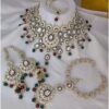 Bollywood Maroon and Green Bridal Designer Necklace Set for a Wedding and Reception